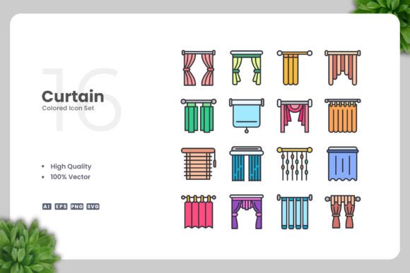 Curtain Color Icons - Clean Graphics for Creative Sellers