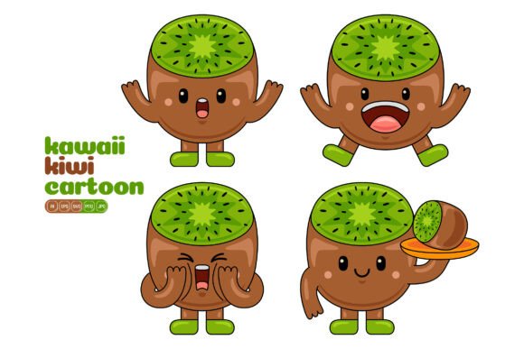 Cute Kiwi Mascot Vector Pack 03 for Graphics and Illustrations