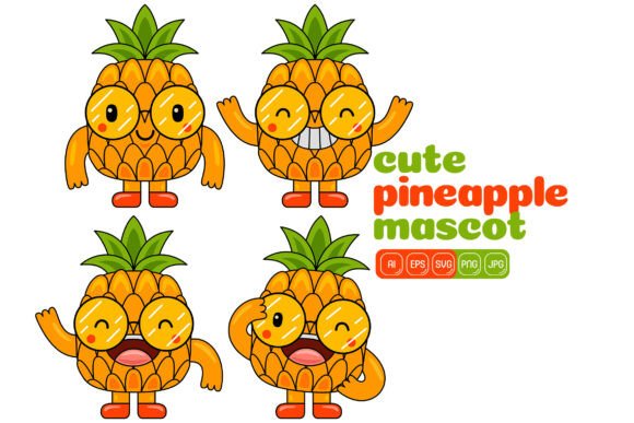 Cute Pineapple Mascot Vector Pack 01 for Graphics and Illustrations