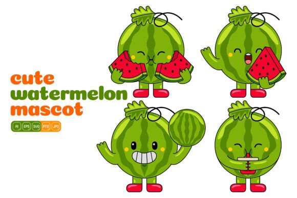 Cute Watermelon Mascot Vector Pack 02 – A Versatile Illustration for Branding