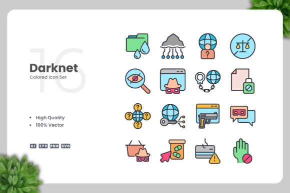 Darknet Color Icons: A Modern Graphic Design Asset for Branding