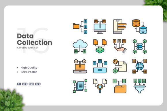 Data Collection Color Icons Graphics