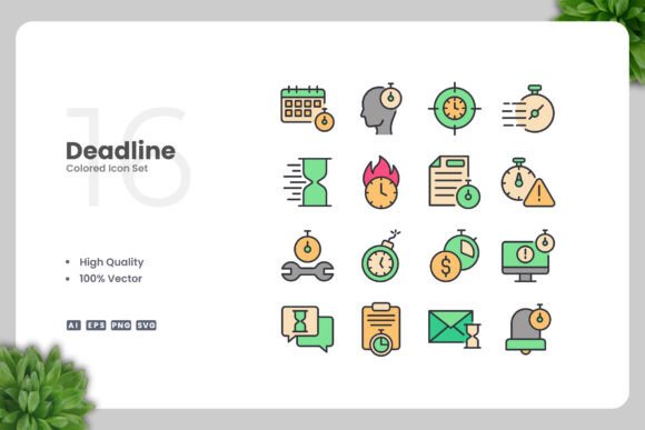 Deadline Color Icons - A Versatile Graphic Design Asset for Digital Sellers