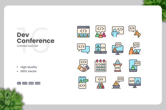 Dev Conference Colored Icons for Local Business Branding