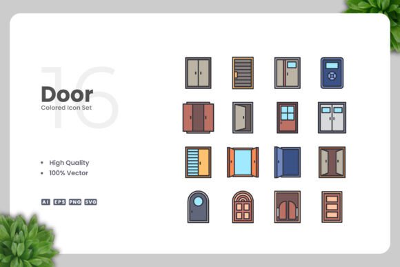 Door Colored Icons: A Versatile Graphic Design Asset for Handmade Creations