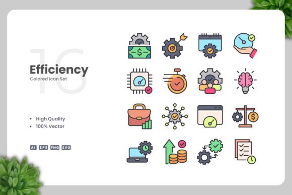 Efficiency Colored Icons for Handmade Business and Craft Projects