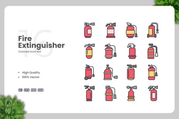 Fire Extinguisher Color Icons for Crafting and Design