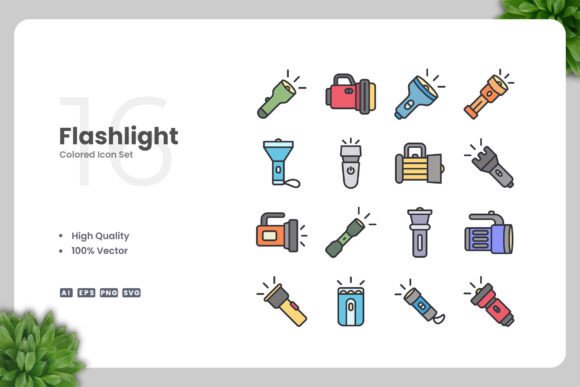 Flashlight Color Icons for Digital Product Creation