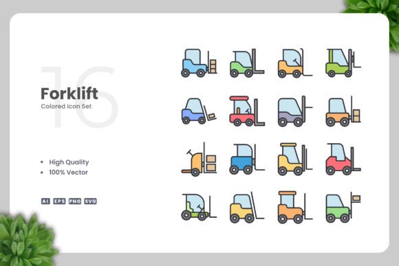 Forklift Color Icons for Small Business Branding