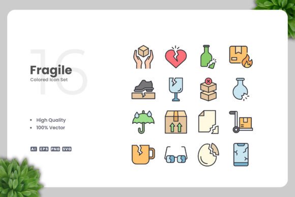 Fragile Color Icons - A Versatile Graphic Asset for Creative Projects