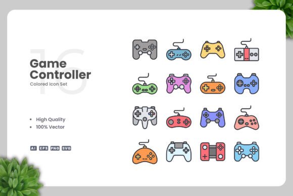 Game Controller Colored Icons for Local Business Branding