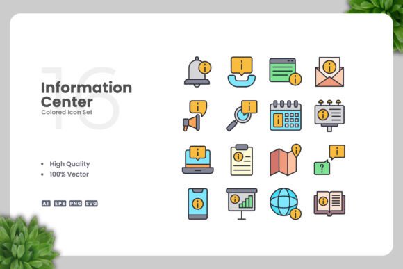 Information Center Colored Icons: A Graphic Design Asset for Modern Content Publishing