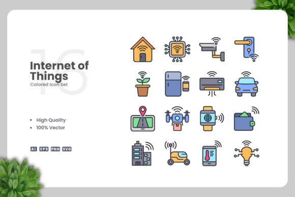 Internet of Things Colored Icons - A Versatile Graphic Asset for Digital Sellers