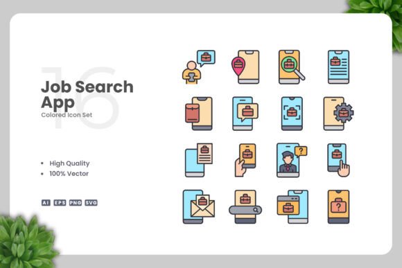 Job Search App Colored Icons Review