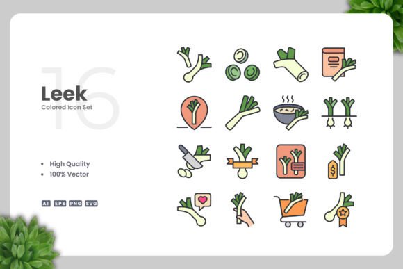 Leek Colored Icon: A Versatile Graphic for Handmade Creations