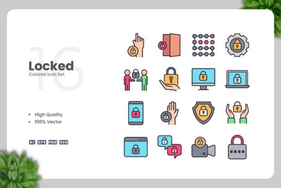 Locked Colored Icons for Handmade Business Projects