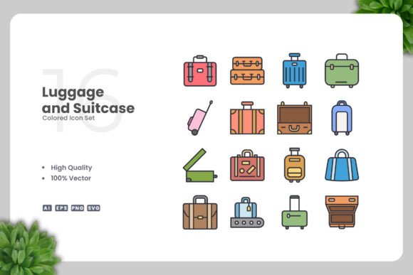 Luggage and Suitcase Colored Icon for Branding and Graphics