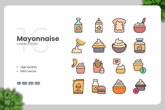 Mayonnaise Colored Icons for Handmade and Cricut Projects