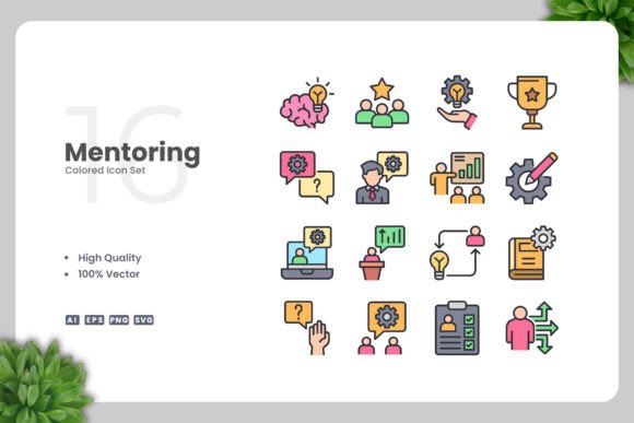 Mentoring Colored Icons - Clean Graphics for Modern Web Design