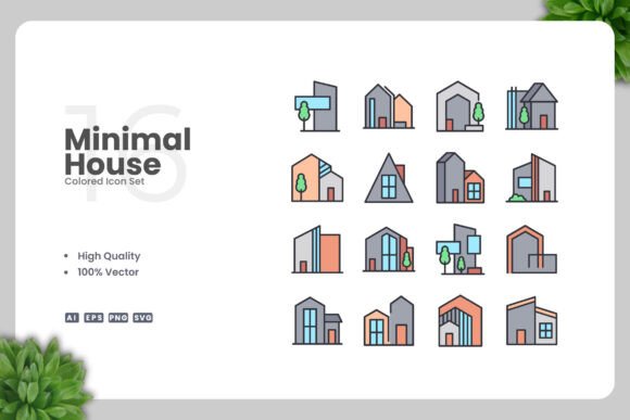 Minimal House Colored Icons for Modern Branding and Marketing