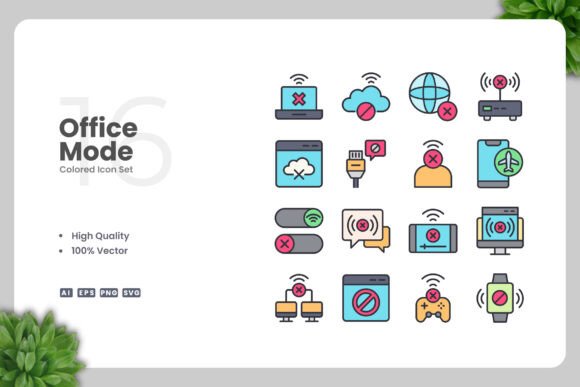Offline Mode Colored Icons: A Versatile Graphic Asset for Design Projects