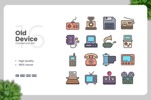 Old Device Colored Icons Review for Embroidery Projects
