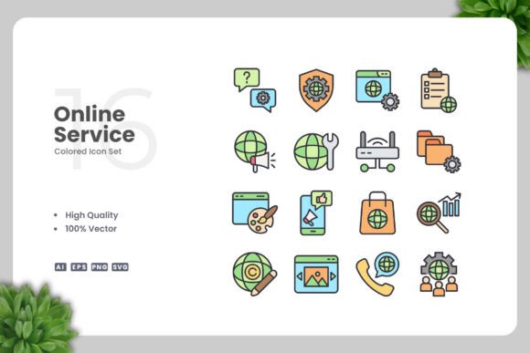 Online Service Colored Icons Review