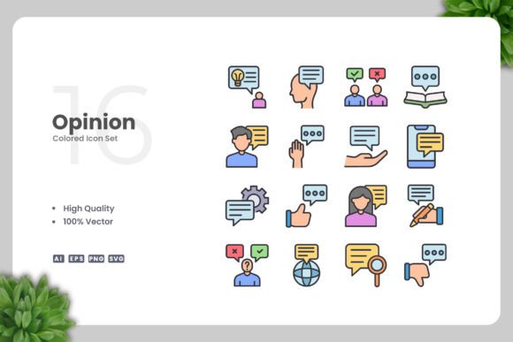 Opinion Colored Icons: A Versatile Graphic Design Asset for Modern Content