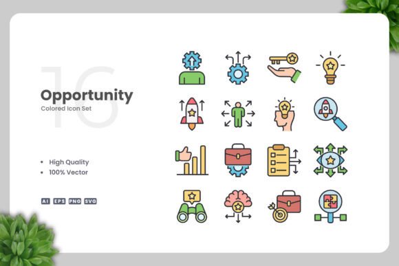 Opportunity Colored Icons: A Versatile Graphic Design Asset