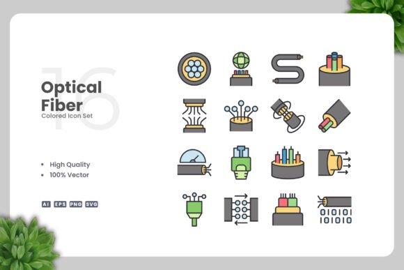 Optical Fiber Colored Icons: A Versatile Graphic Asset for Content Publishing