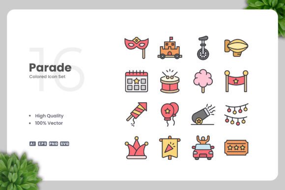 Parade Colored Icons - A Versatile Graphic Design Asset for Handmade Creations