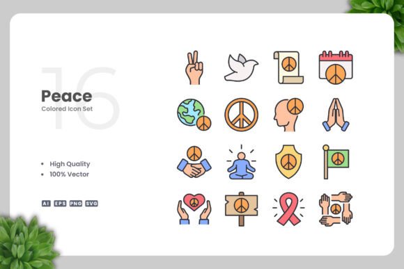 Peace 2 Colored Icons for Modern Graphic Design