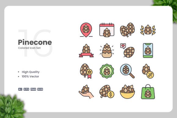 Pinecone Colored Icons: A Versatile Graphic Asset for Creative Projects