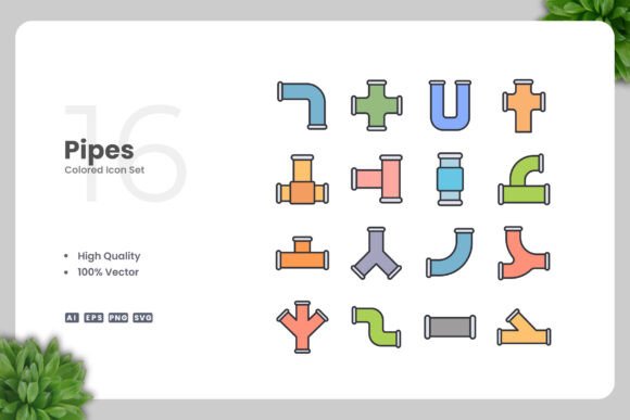 Pipes Colored Icons - Versatile Graphics for Branding