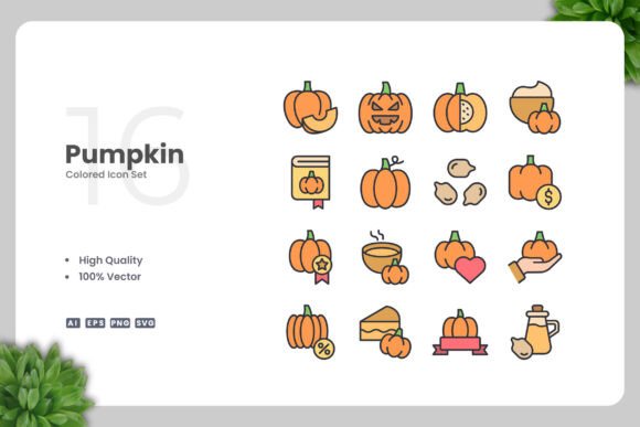 Pumpkin Colored Icons for Modern Web and Print Graphics