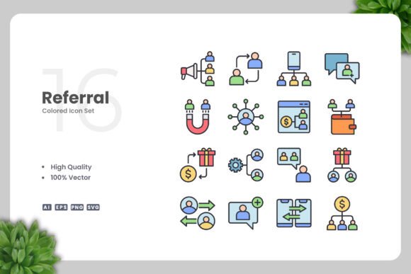 Referral Colored Icons for Local Business Branding