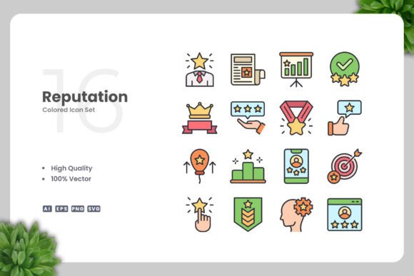 Reputation Colored Icons - A Versatile Graphic Asset for Digital Sellers
