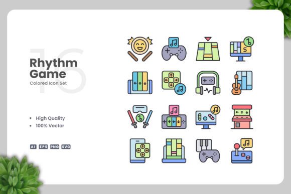 Rhythm Game Colored Icons – Vibrant Graphics for Content Creators