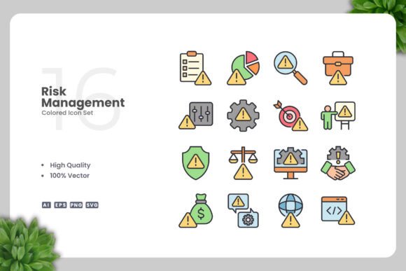 Risk Management Colored Icons - A Versatile Graphic Design Asset