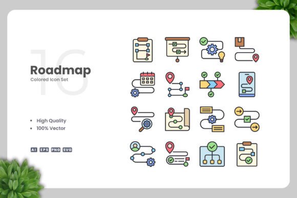 Roadmap Colored Icons – A Versatile Graphic Design Asset for Modern Content Publishing