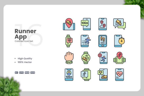 Runner App Colored Icons: A Versatile Graphic Asset for Branding
